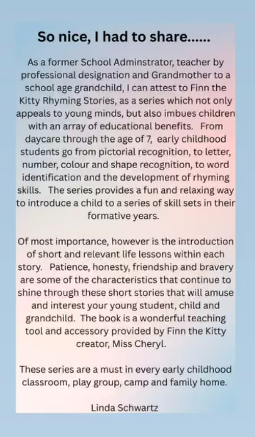 Review of Finn the Kitty Rhyming Stories by Linda Schwartz